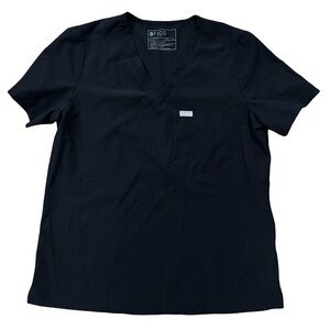 FIGS Catarina One Pocket Scrub Top Women Large V Neck Black W21SW1025